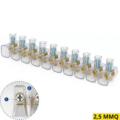 Morsetti a cappuccio trasparente  Forbox 2,5 mmq in barre di 10pz