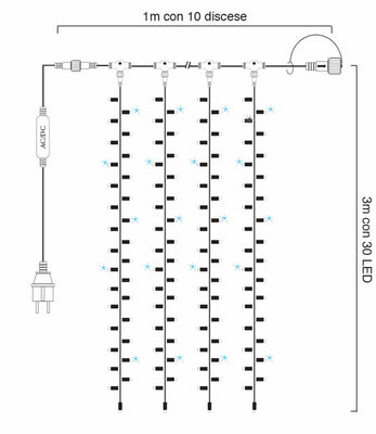 TENDA LED 10x30LED BIA 1x3m FLASH - WIM4501189