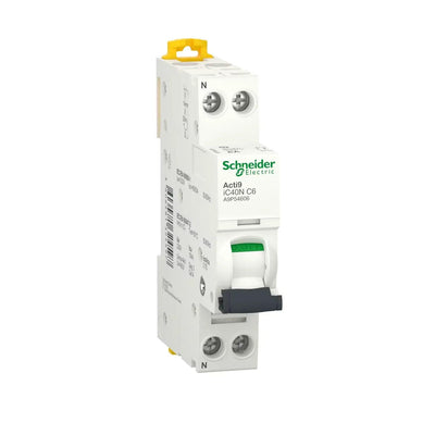 Interruttore magnetotermico iC40N 1P+N C 6A 6000A A9P54606