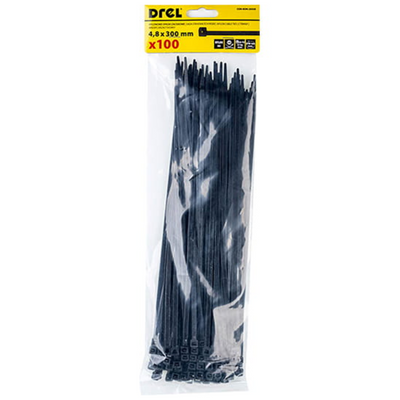 Fascette 4,8 x 300 mm, nylon, nero, 100 pz CON-BON-20430