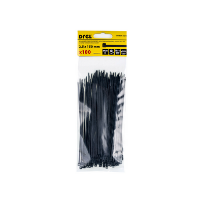 Fascette 2,5 x 150 mm, nylon, nero, 100 pz CON-BON-20215