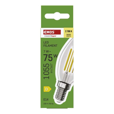 LED FLM CANDLE 7W(75W) 1055lm E14 WW ZF3D52