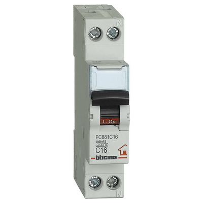 Interruttore Magnetotermico Bticino Btdin 1P+N Poli 16A 4,5KA 230V FC881C16 Bticino