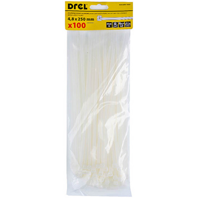 Fascette 4,8 x 250 mm, nylon, bianco, 100 pz CON-BOW-10425