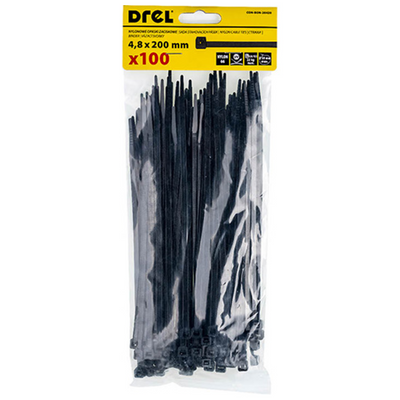 Fascette 4,8 x 200 mm, nylon, nero, 100 pz CON-BON-20420
