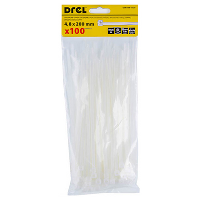 Fascette 4,8 x 200 mm, nylon, bianco, 100 pz CON-BOW-10420
