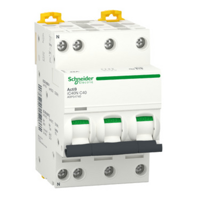 Interruttore magnetotermico iC40N 3P+N C 40A 6000A A9P54740