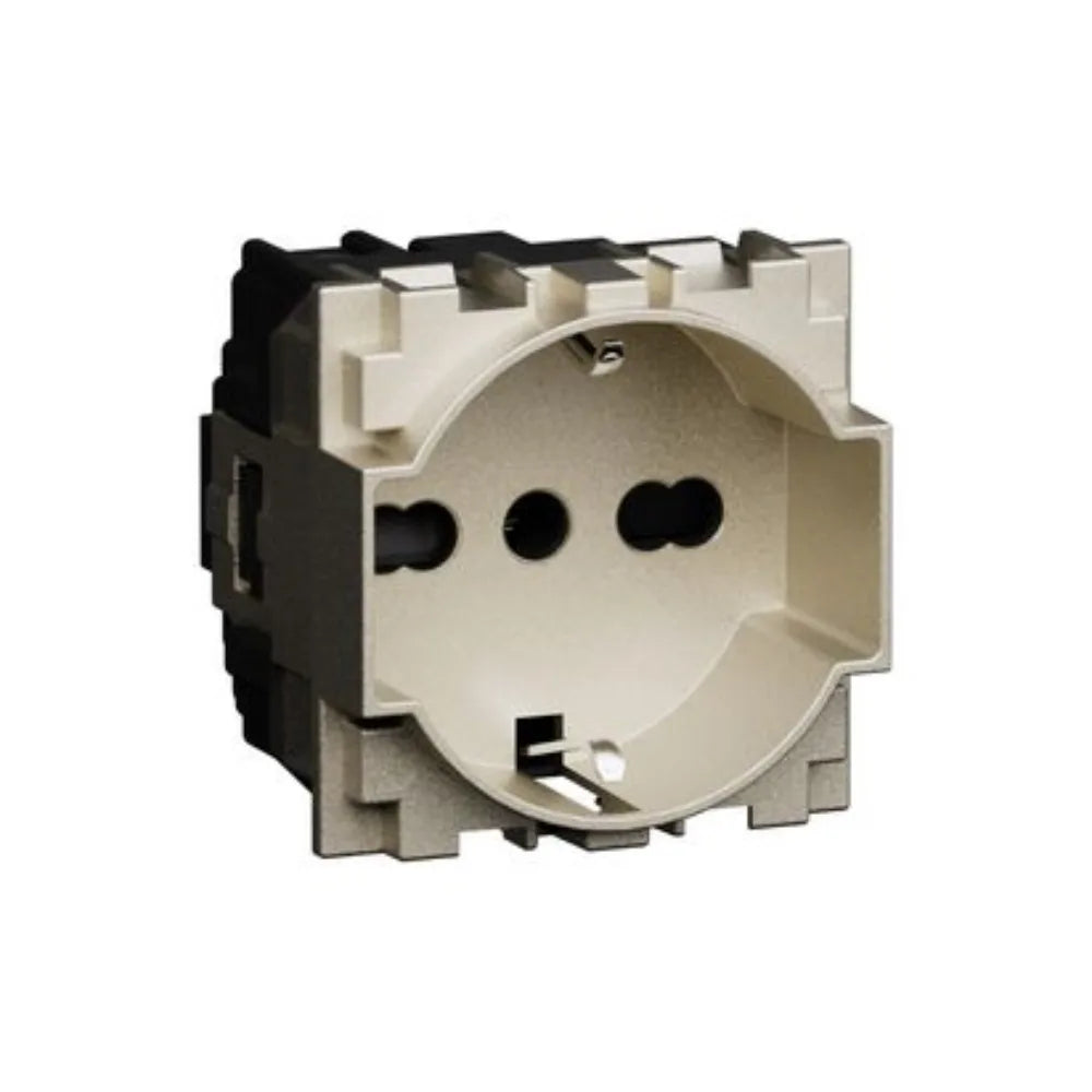 Presa Elettrica UNEL e Bipasso 10/16A BTicino L.NOW Champagne KC4140A16