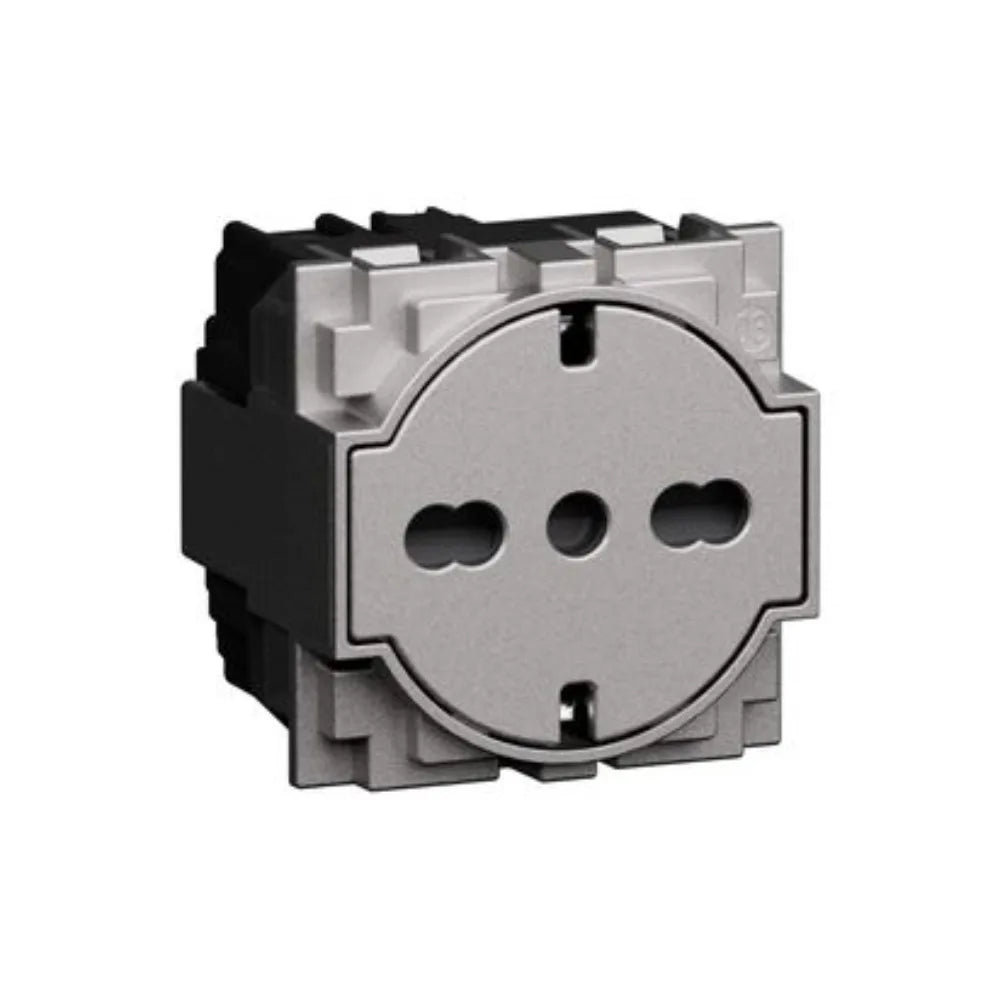 Presa Flat 16A Standard Tedesco-Italiano L.NOW Steel KS4140A16F