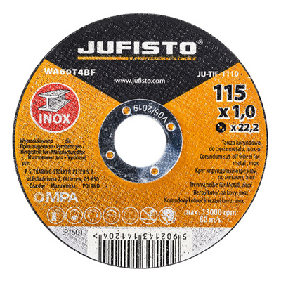 Disco da taglio inox 115 x 1,0 x 22,2 Jufisto