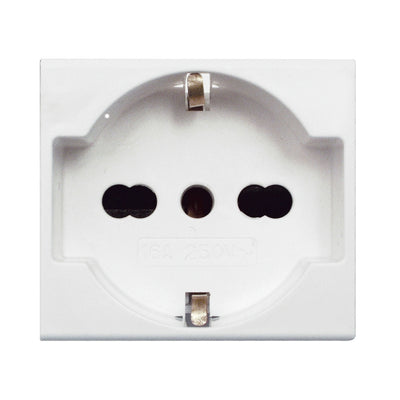 PRESA UNEL BIPASSO 2P+T 10/16A BANQ - 45B90/15TS - AVE BANQUISE S45
