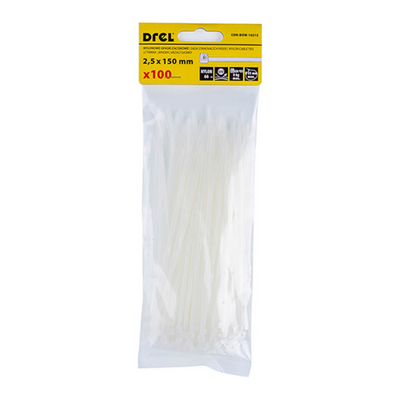 Fascette 2,5 x 150 mm, nylon, bianco, 100 pz CON-BOW-10215