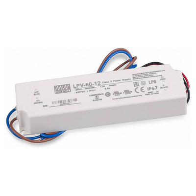Alimentatore Led 60W 12V IP67 LPV-60-12 | Mean Well