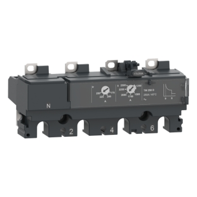 Sganciatore TM250D, ComPacT NSX250, 4 poli 4D (neutro totalmente protetto), protezioni magnetotermiche, valore nominale 250A