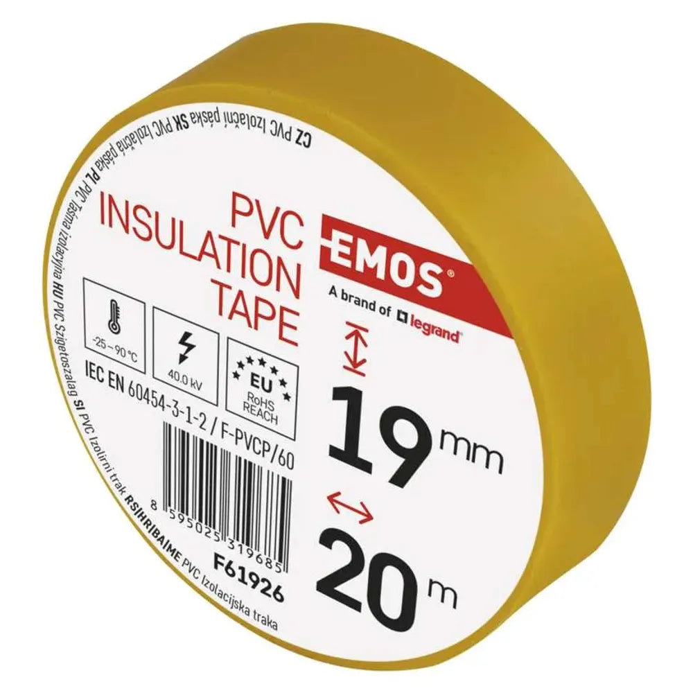 Nastro isolante Giallo 19mm x 20 Metri - F61926 - Emos