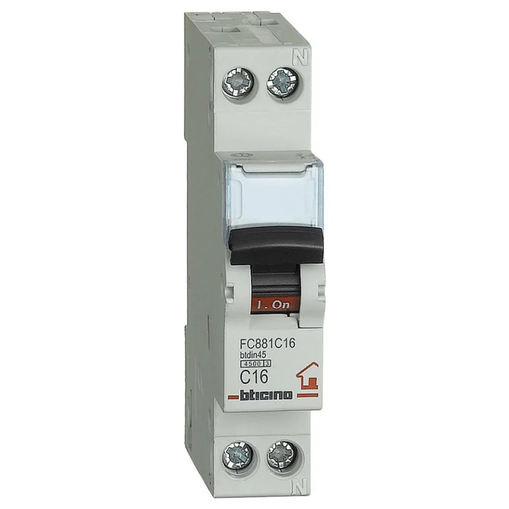Bticino Btdin Interruttore Magnetotermico 1P+N 16A 4.5KA FC881C16