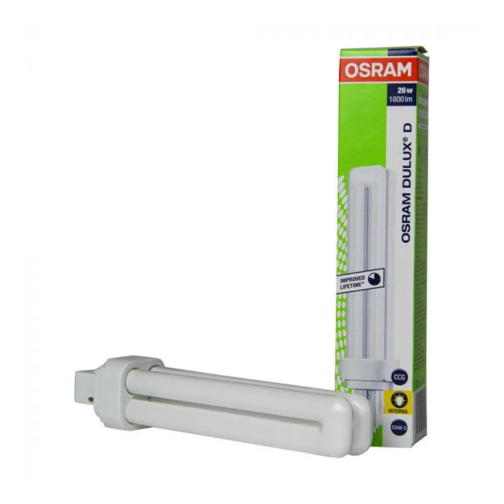 Lampadina Osram Dulux D/E 26W 830 Bianco Caldo 3000 K - 4-Pin Attaco G24Q-3 Osram