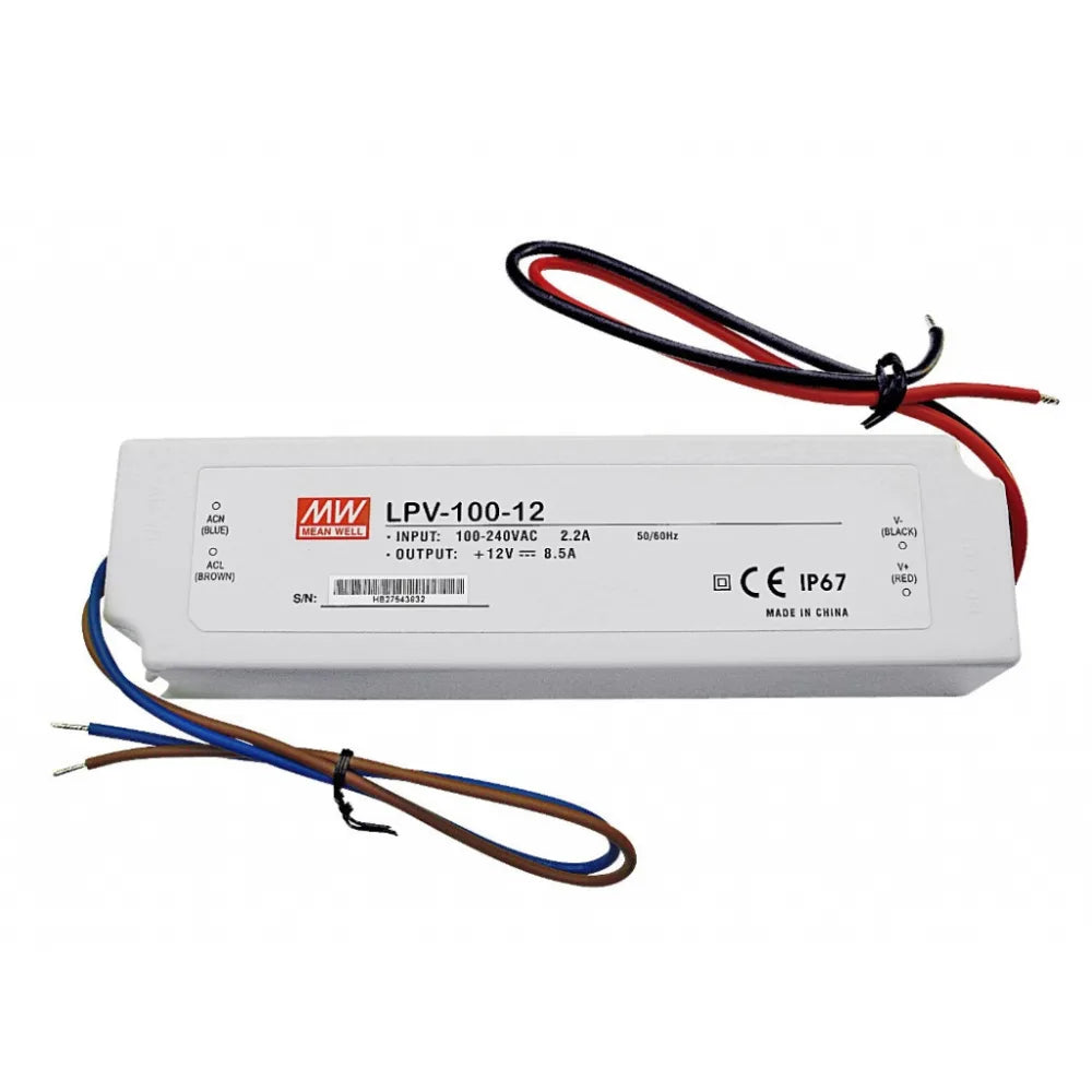 Alimentatore Led 100W 12V IP67 LPV-100-12 | Mean Well