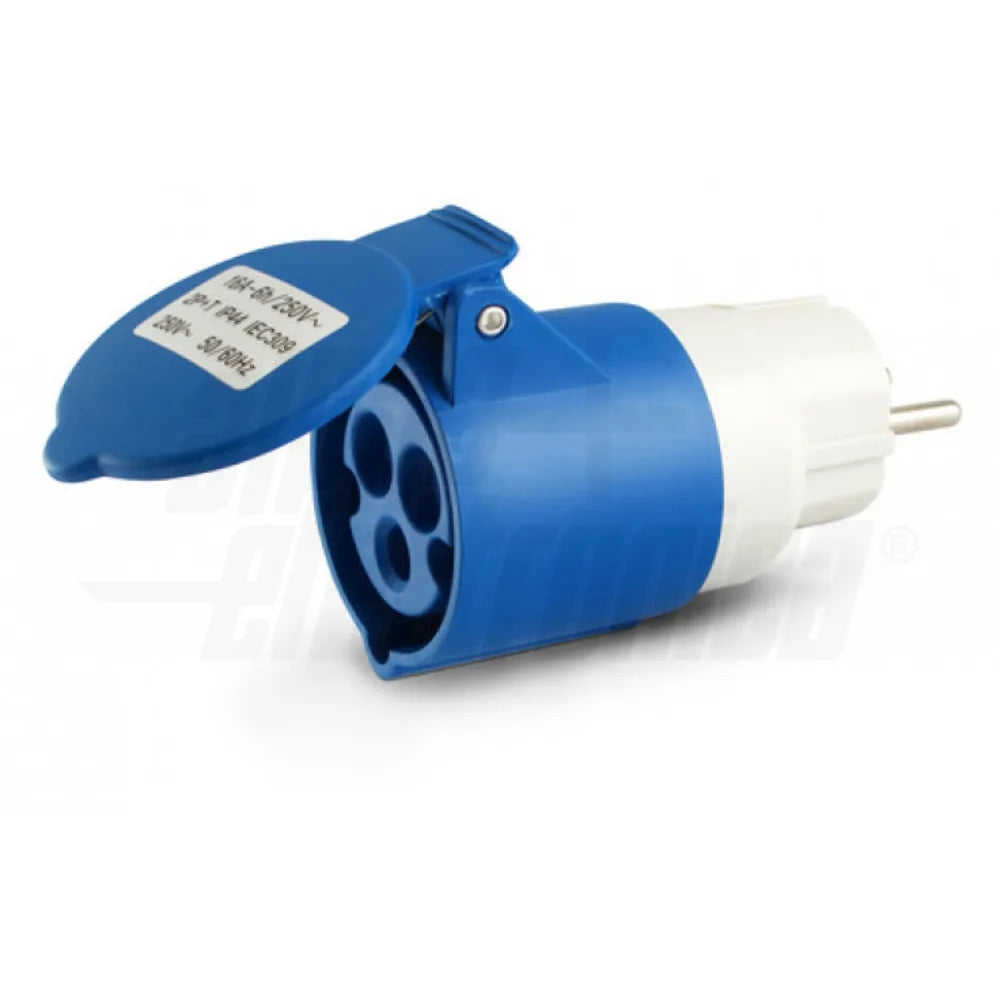 Adattatore Spina schuko 16A a Presa CEE 3P 16A | Alpha Elettronica